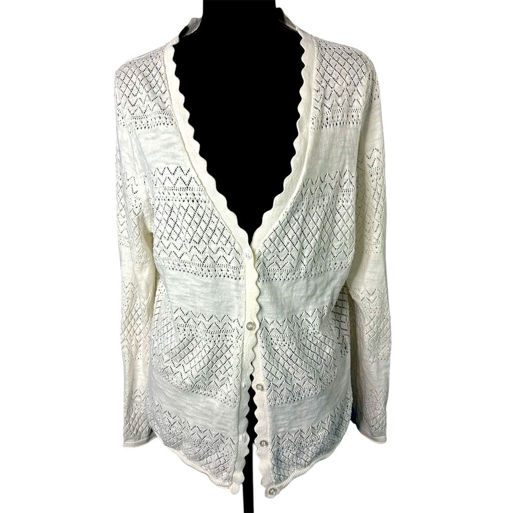 Frye Cream Openwork Knit Cardigan